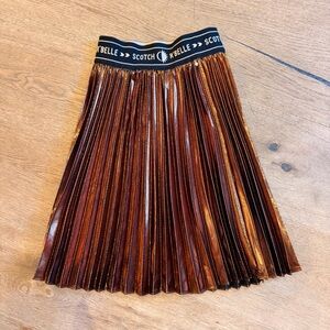 Scotch & Soda R'Belle Metallic Brown copper Pleated Skirt
